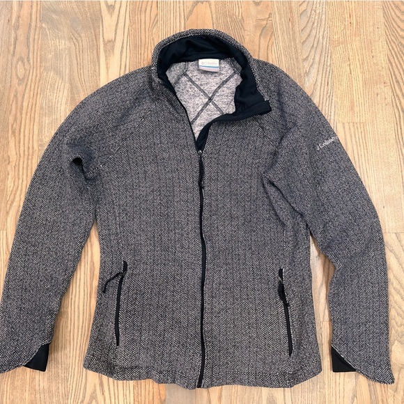 Columbia Women's Black and Gray Full-Zip Sweater Jacket - Picture 1 of 4